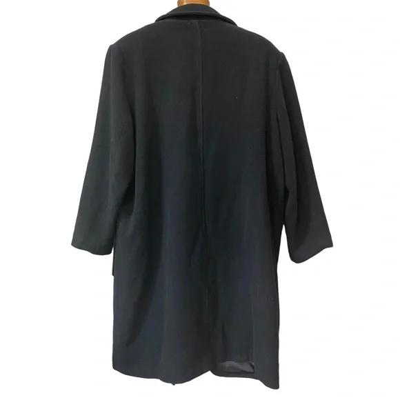 Ulla Popken Black Wool Trench Coat Womens Plus16 18 16W 18W 1X - Picture 2 of 4